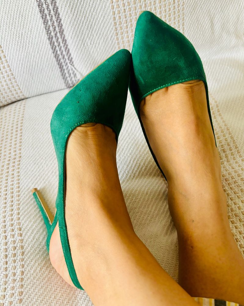 Perfect Green Pencil Heel Slingbacks