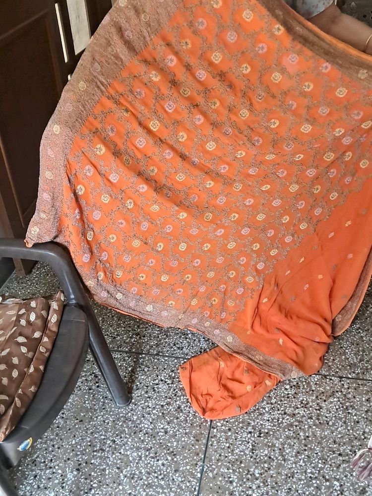 Orange Color Zari Saree