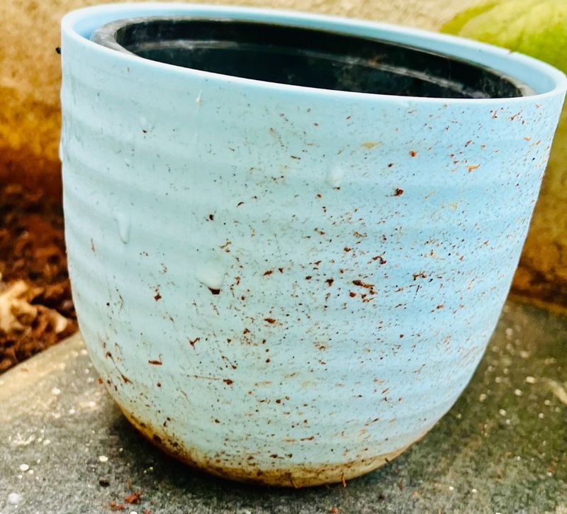 4 inch ceramic mint blue plant pot