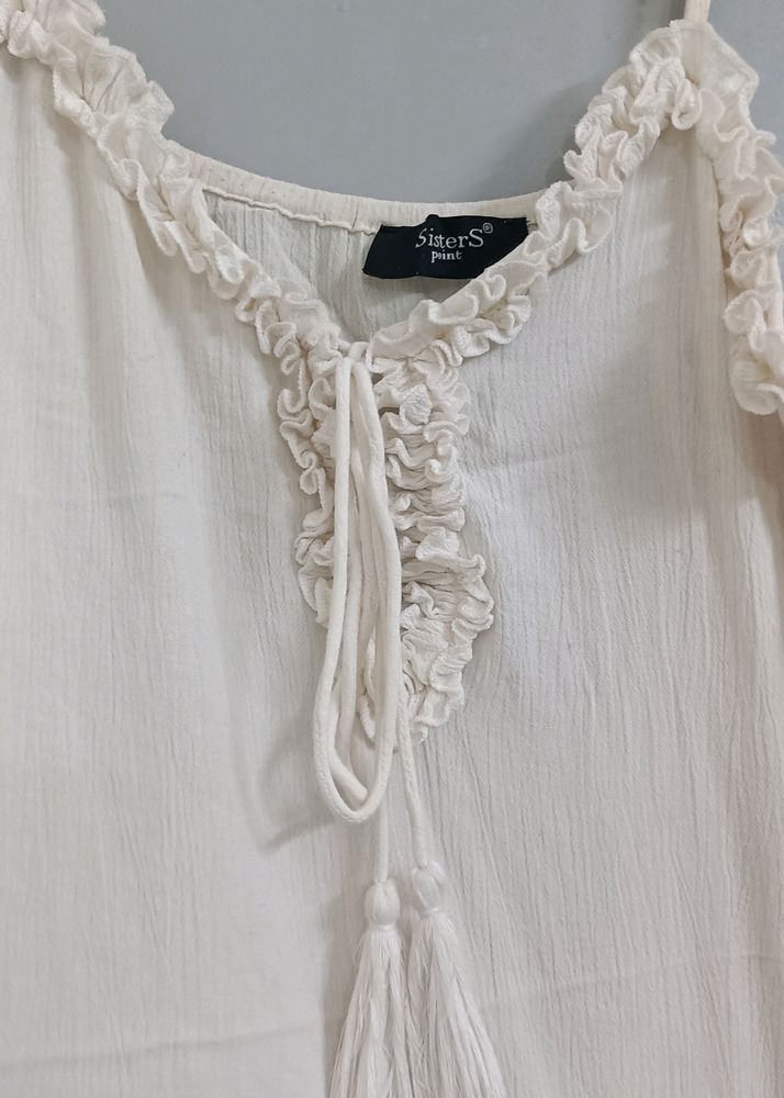 Adjustable Strap White Flowy Top