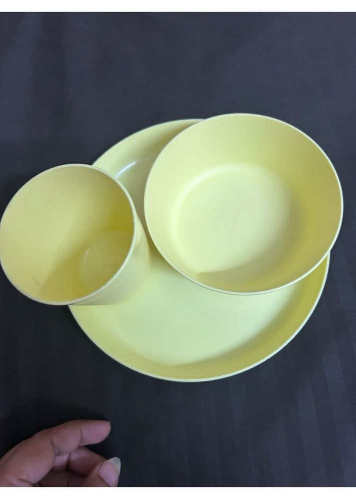 Ikea Yellow Set Of Plate, Bowl And Glass