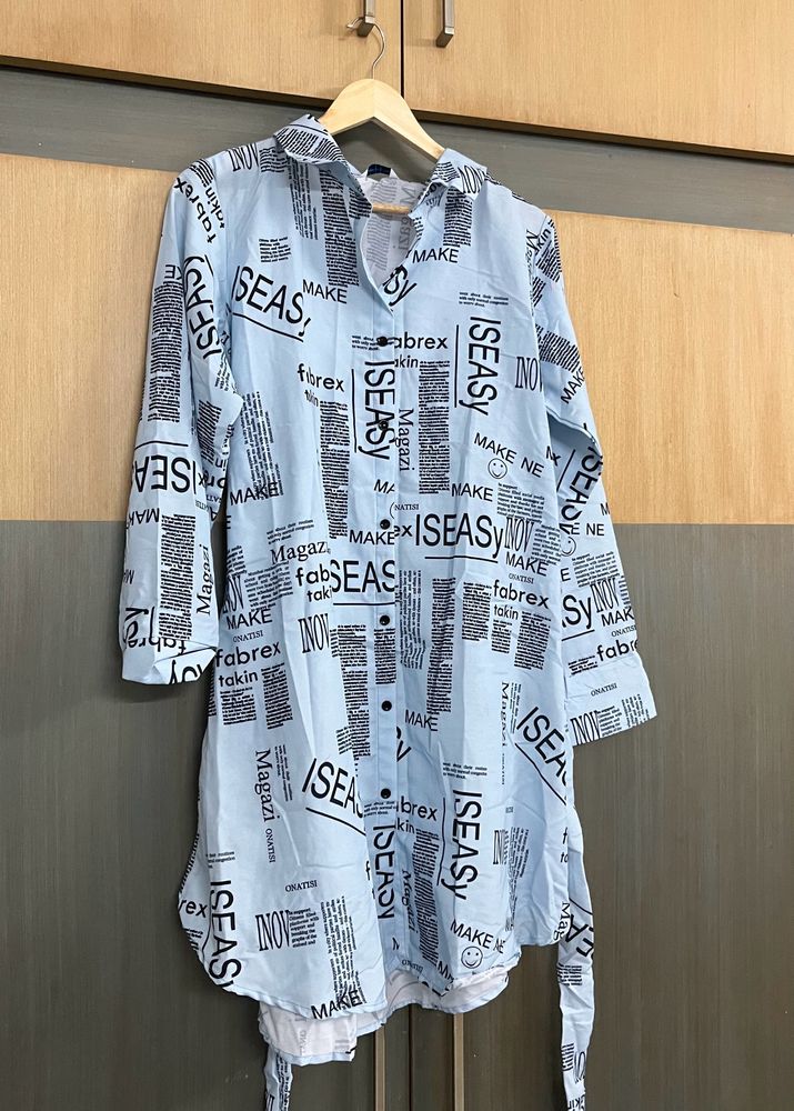 Newspaper Print Shirt Dress 📰