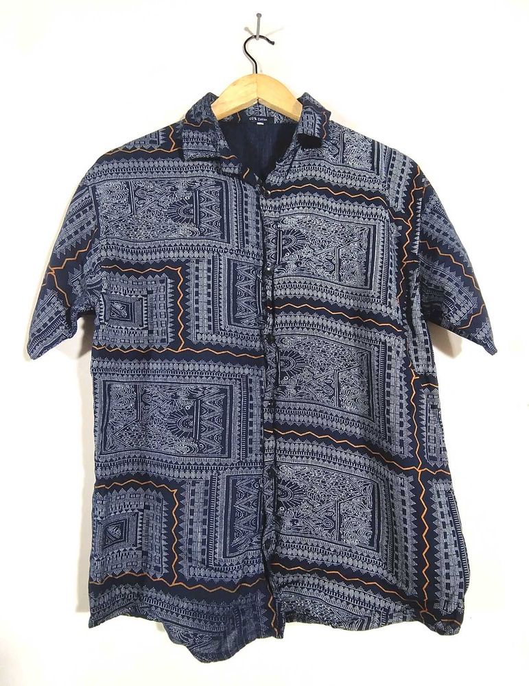 Navy Blue Printed Shirt (Men's)