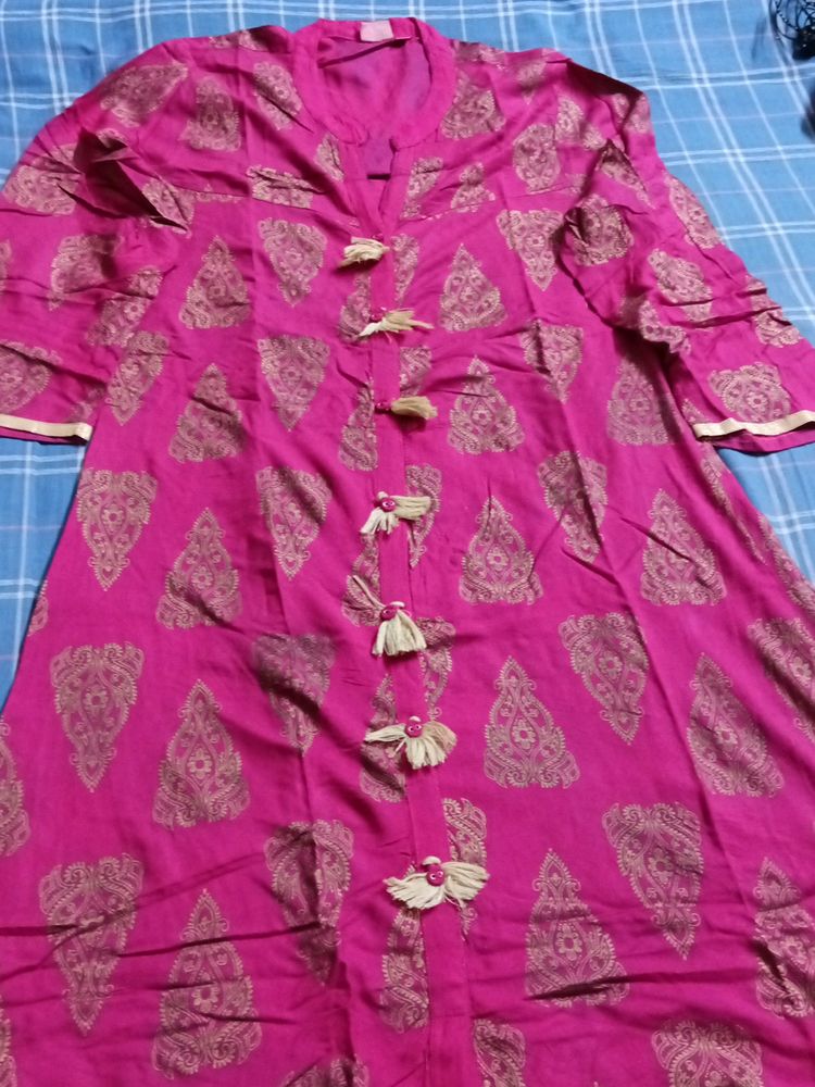 Beautiful Pink Soft Breathable Kurti.