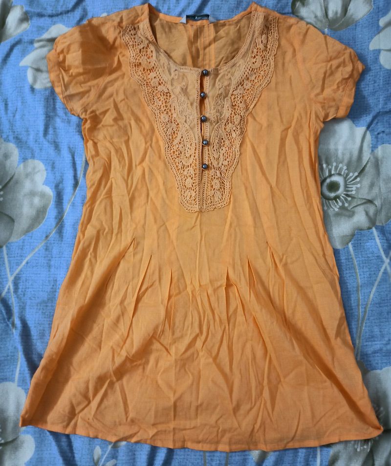 Short Kurti Tunic Orange Colour Small-Medium Size