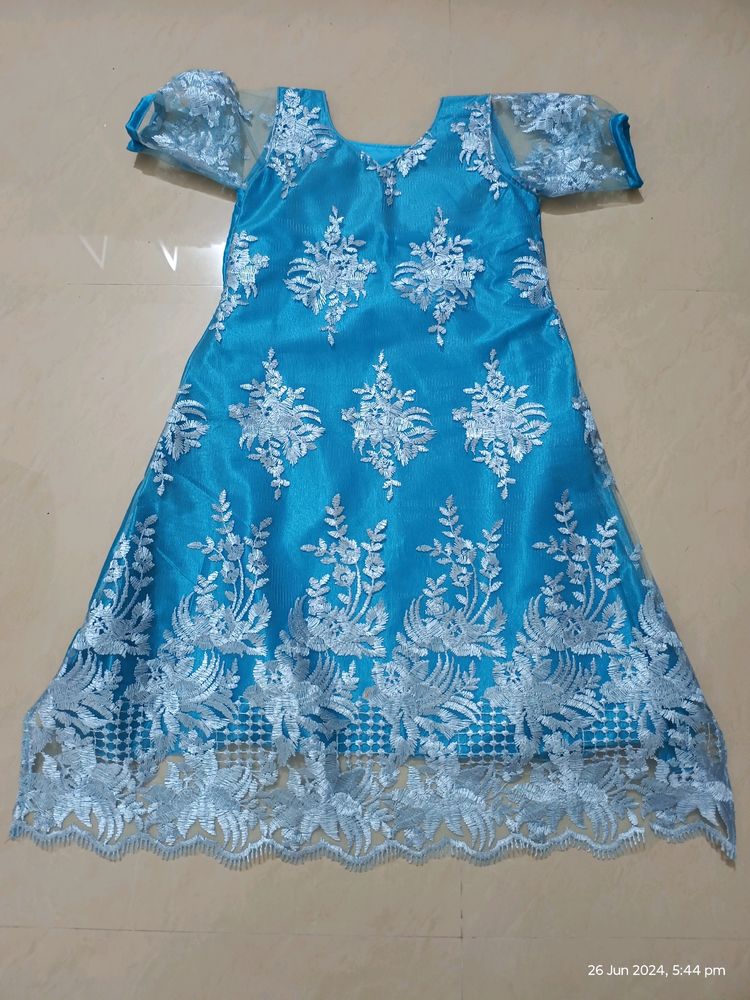 Self Made Satin And Lace Gown For 7-8yr Old Girl