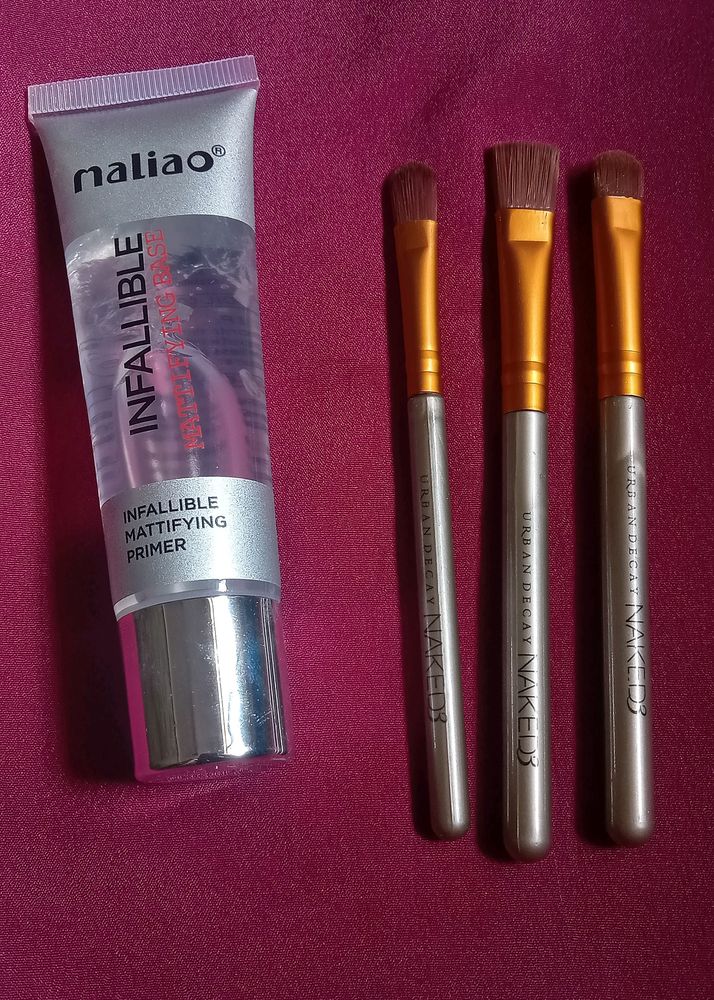 Combo - Silicon Primer And Eyeshadow Brushes