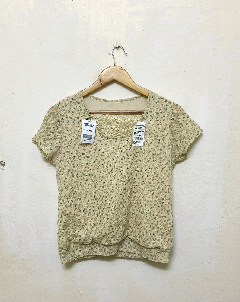 Trendy New Cream Floral Print Top For Women