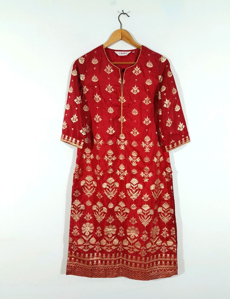 Red Printed Kurta (Women's)