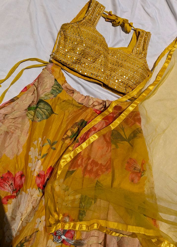 Yellow Organza Lehenga Choli