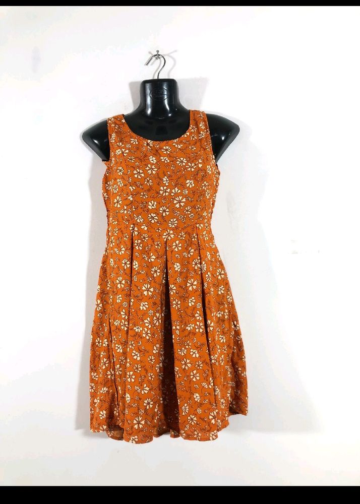 Orange Printed Dress ( Women's)