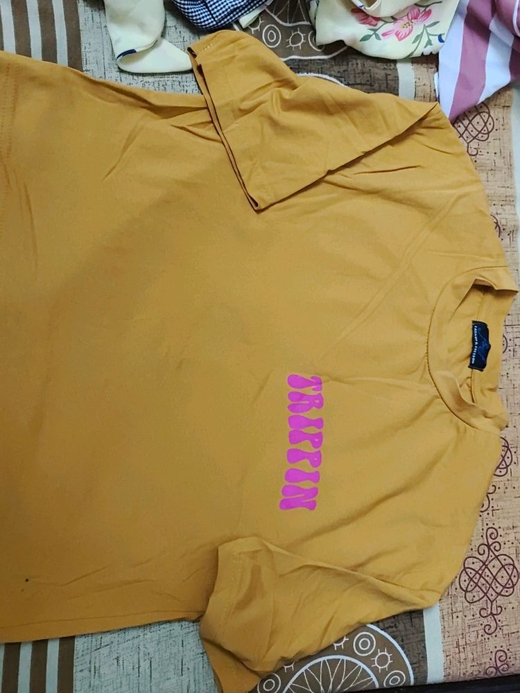 Mustard Back Print Tshirt