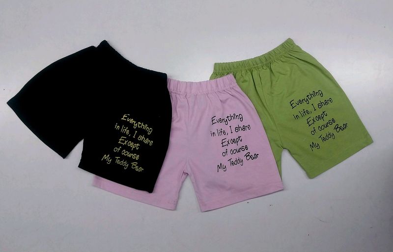 Kids' Hoziry Cotton Shorts Set (Pack of 3)