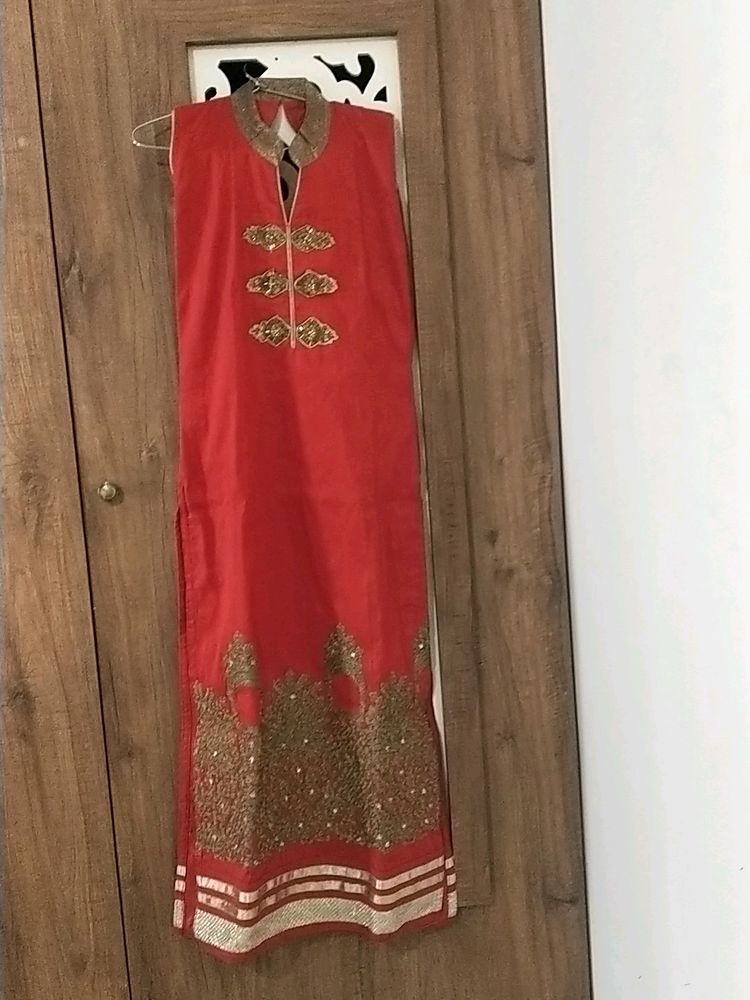 Embroidery Red Kurta♥️