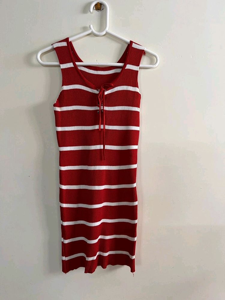 red& white striped bodycon dress