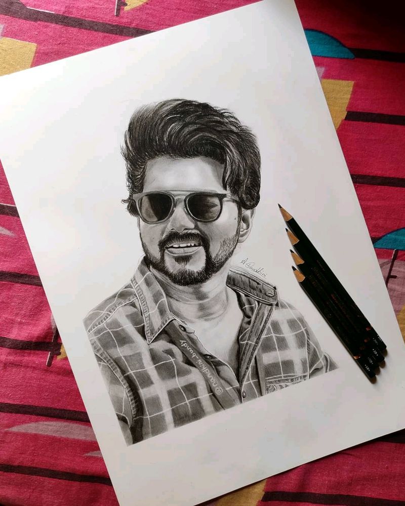 Thalapathy Vijay Pencil Portrait