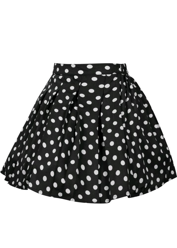 Korean Black Polka Dot Pleated Skirt