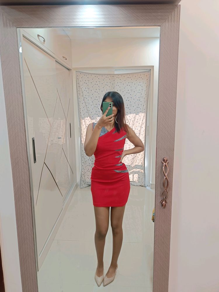 Red Partywear Bodycon Dress