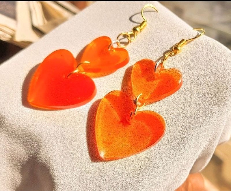 See-through Heart Earrings Red Translucent Opaque Silver Jewellery Women Girls Summer/winter/valentines / love / party/ Casual / School / College Wear Cute Elegant Anniversary Girlfriend Gift