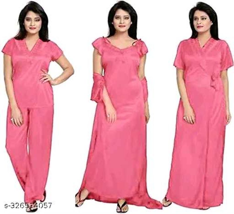 PREMIUM 4 PCS SET Satin Maxi night dress nigh