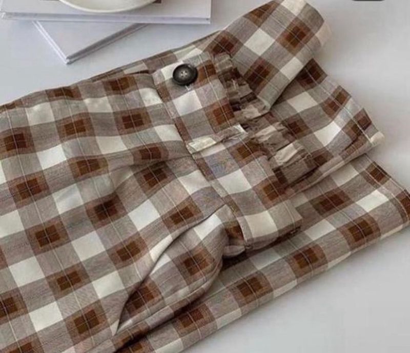 Straight Checked Trouser - Brown