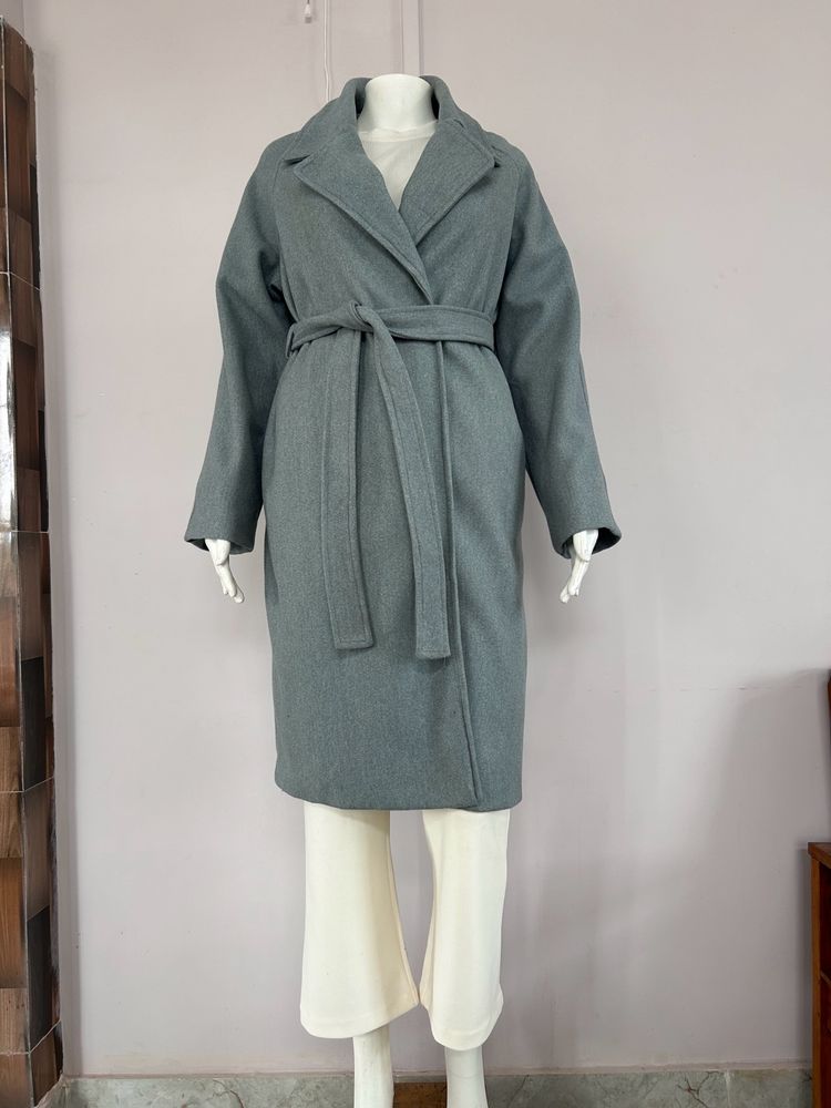 Grey Wrap Overcoat