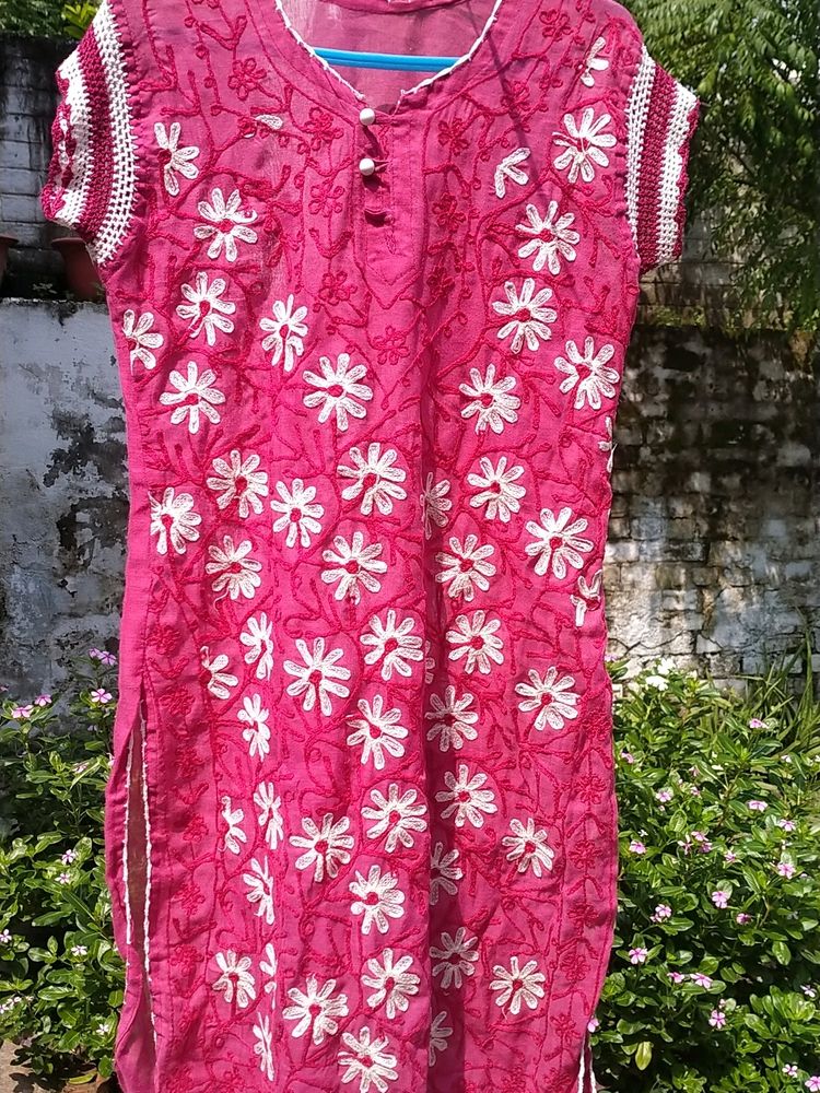 Chikan With Cotton Kurti