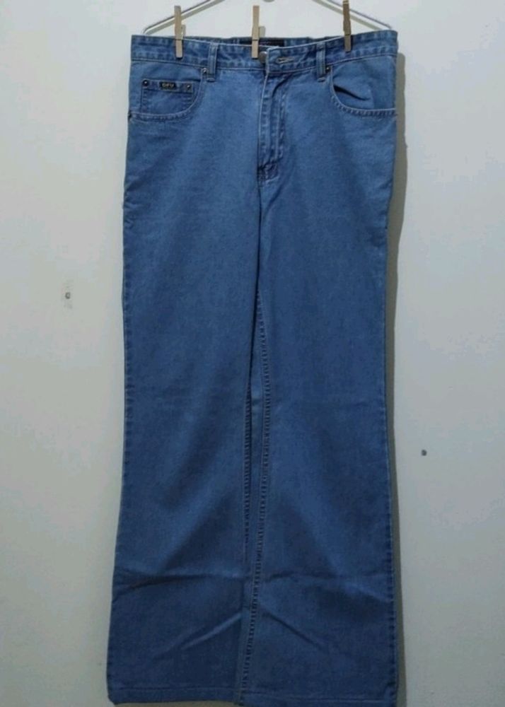 DFU light blue color denim high rise straight leg