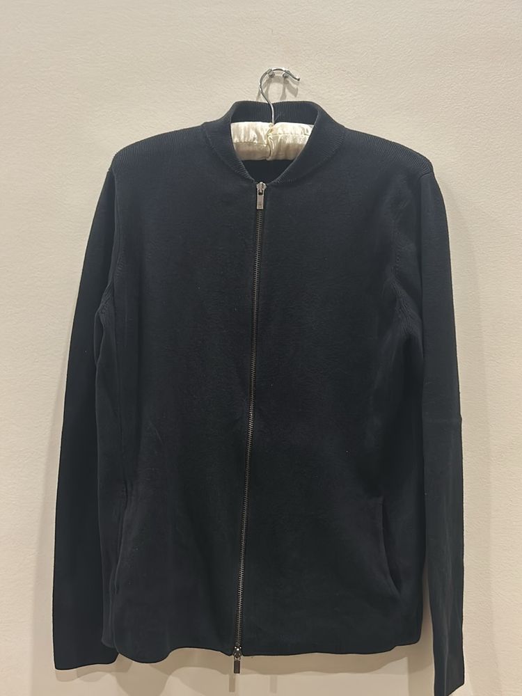 Black Korean Collar Zip Sweatshirt