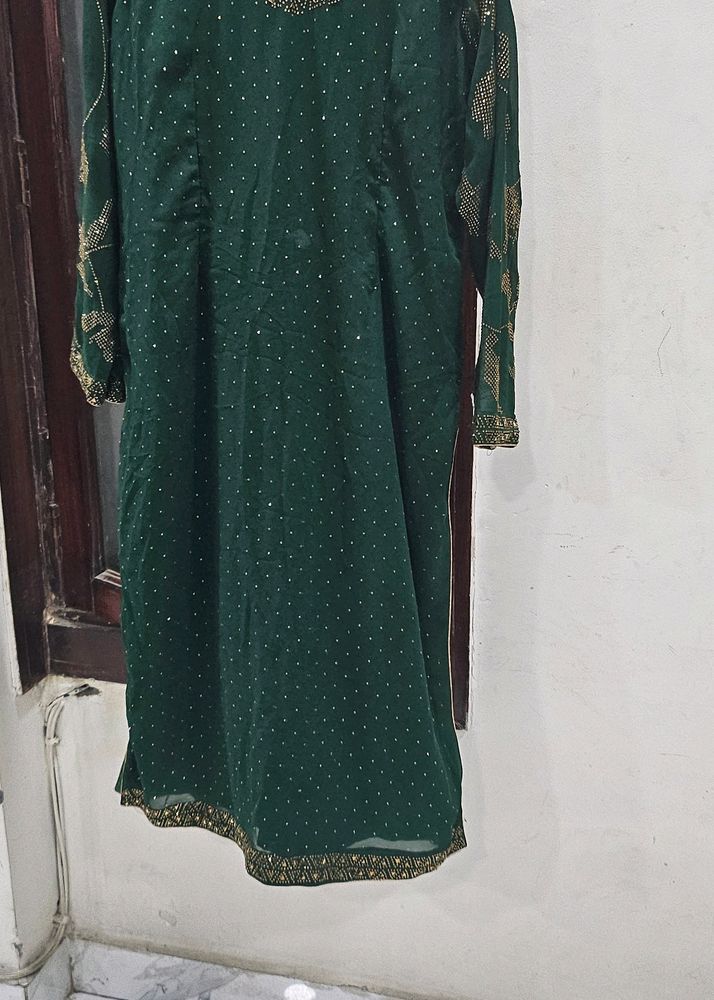 Green Kurta Set With Palazzo