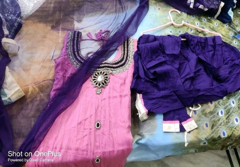 Pink&purple Anarkali Suit