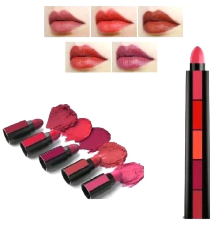 BLUSET Combo Of 5 Step Red Edition Lipstick