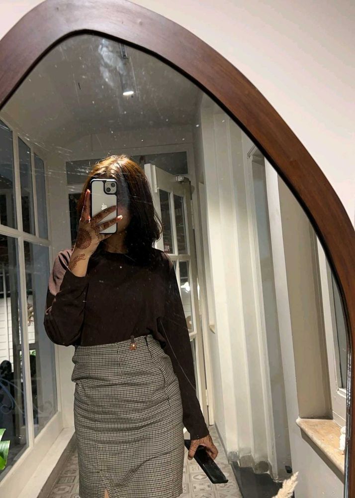 Brown Top With Bodyhug Skirt