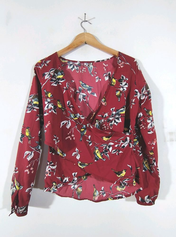 Maroon Floral Print Top (Women's)