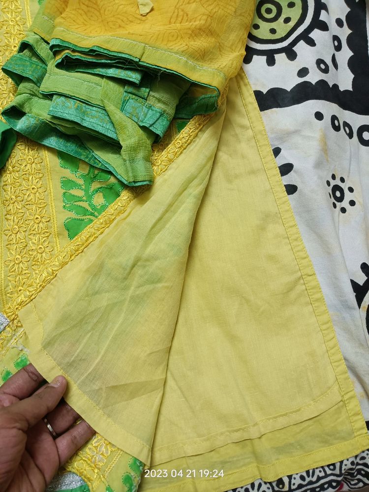 Yellow And Green Chudidhar Set