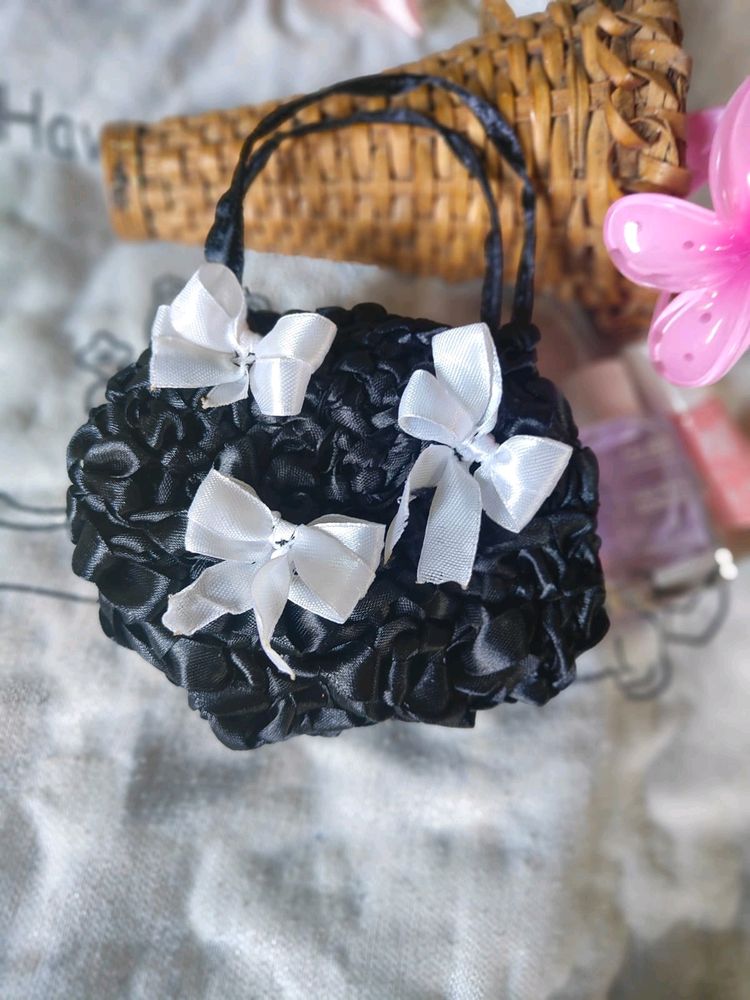 Black Ribbon Crochet Bag And Pouch 🖤🎀