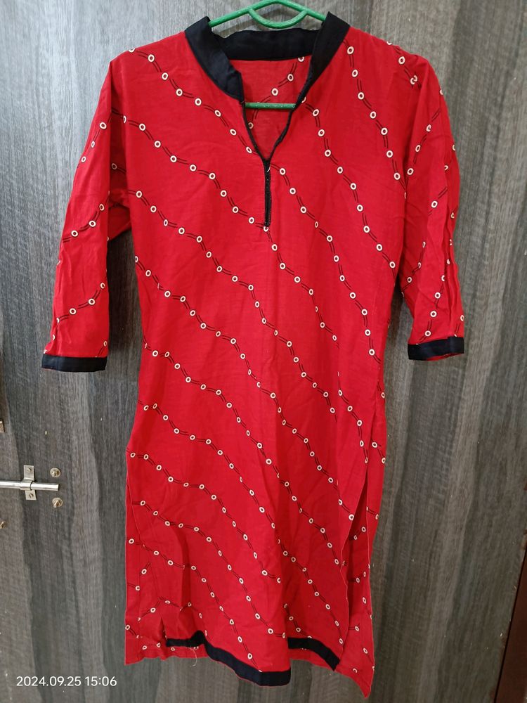 Red Daily Wear Kurta