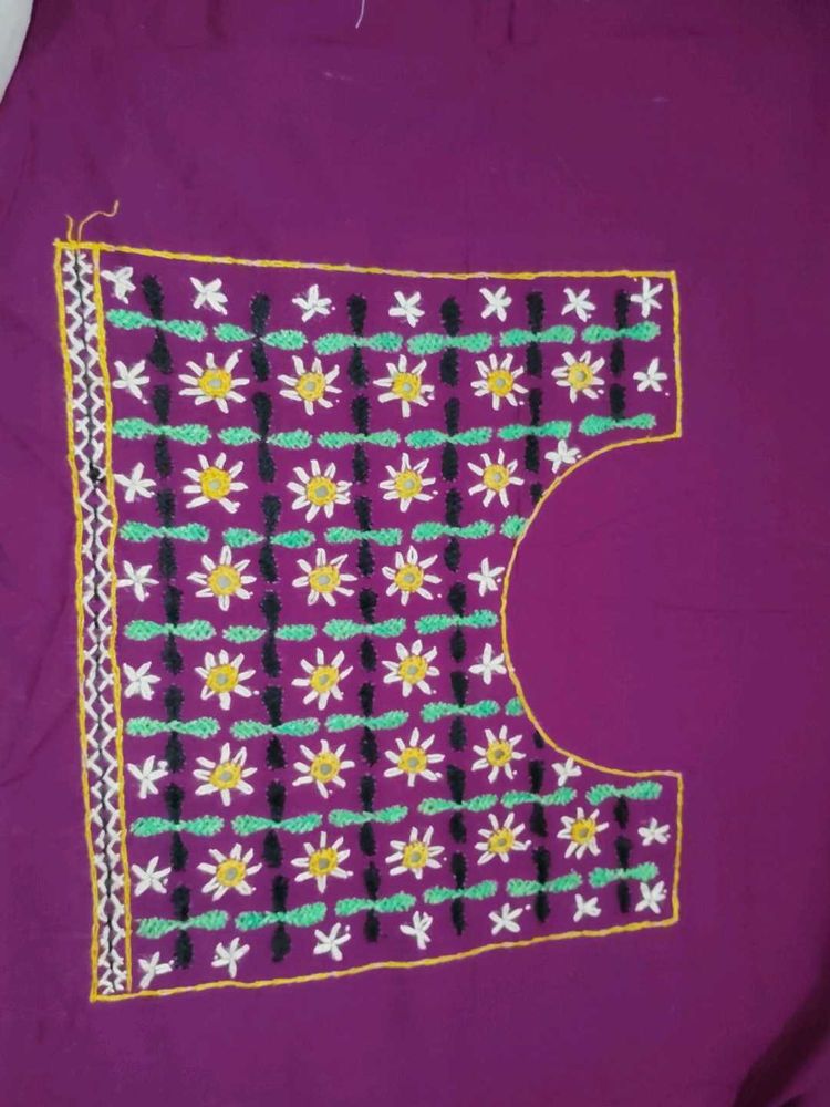 Beautiful Embroidered Purple Color Blouse Piece