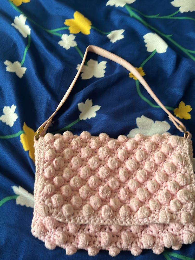 Crochet Pink Color Purse