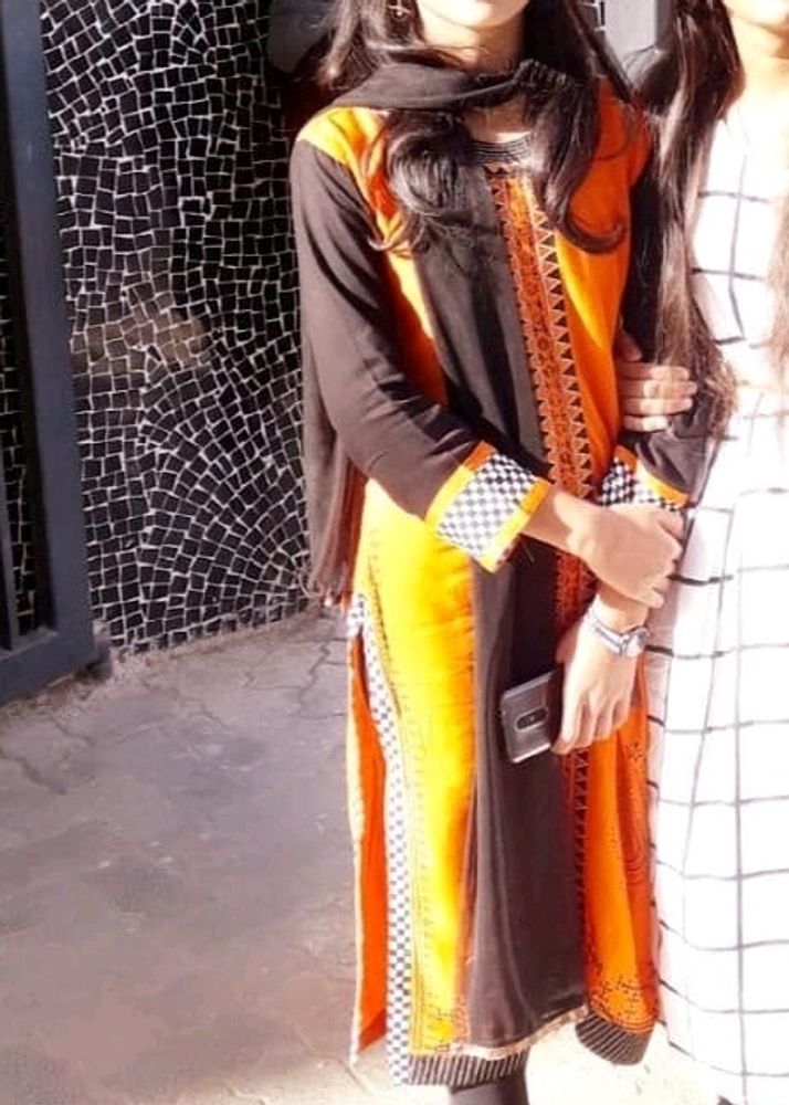 Orange Straight Kurti