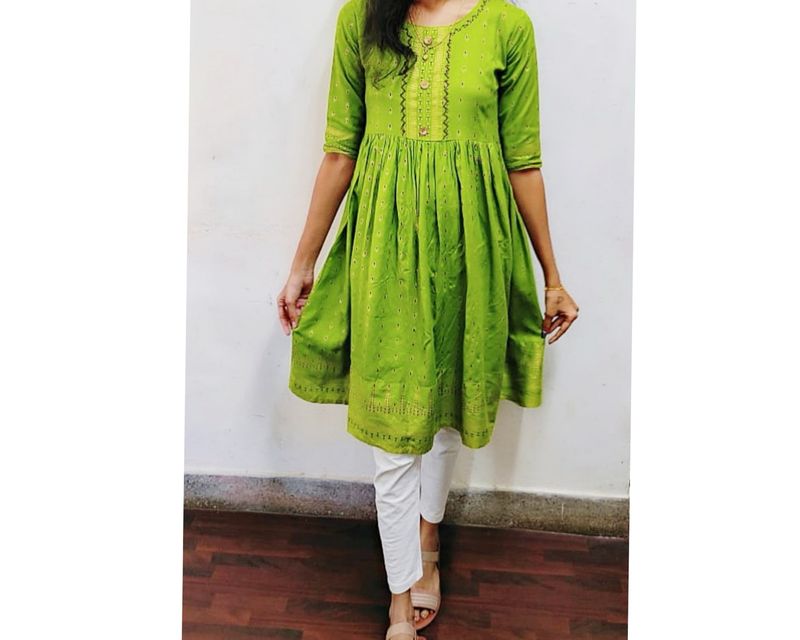 Lime Green Umbrella Kurti