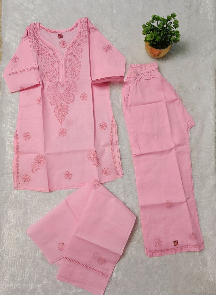 🆕 Cotton Chikankari Suit For Girls