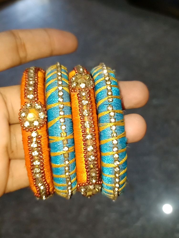 Thread Home Made Bangles (2 Pairs)