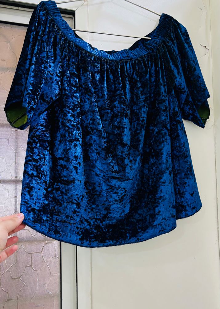 Velvet Fancy Party Wear off shoulder Top