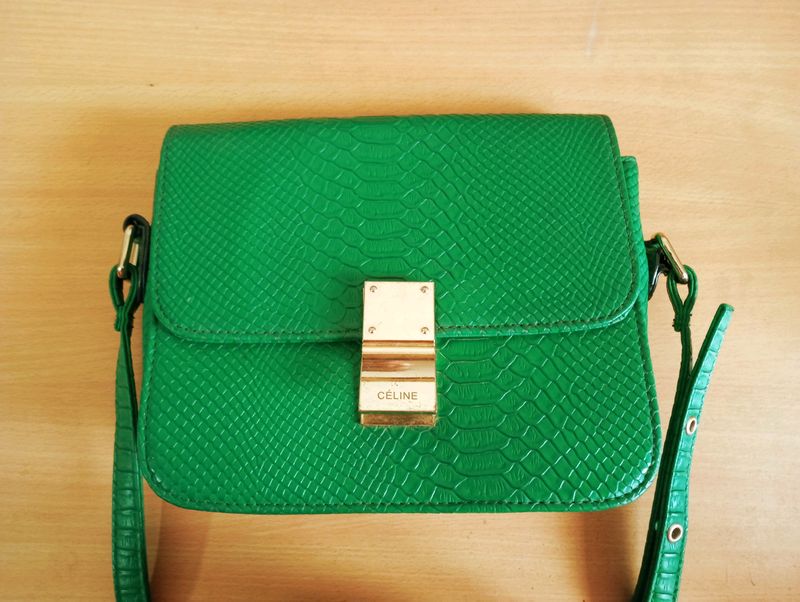 Celine Green Python Medium Classic Sling Bag