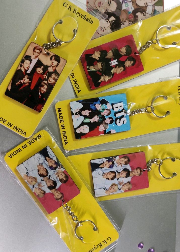 BTS Wooden Keychain+Freebies