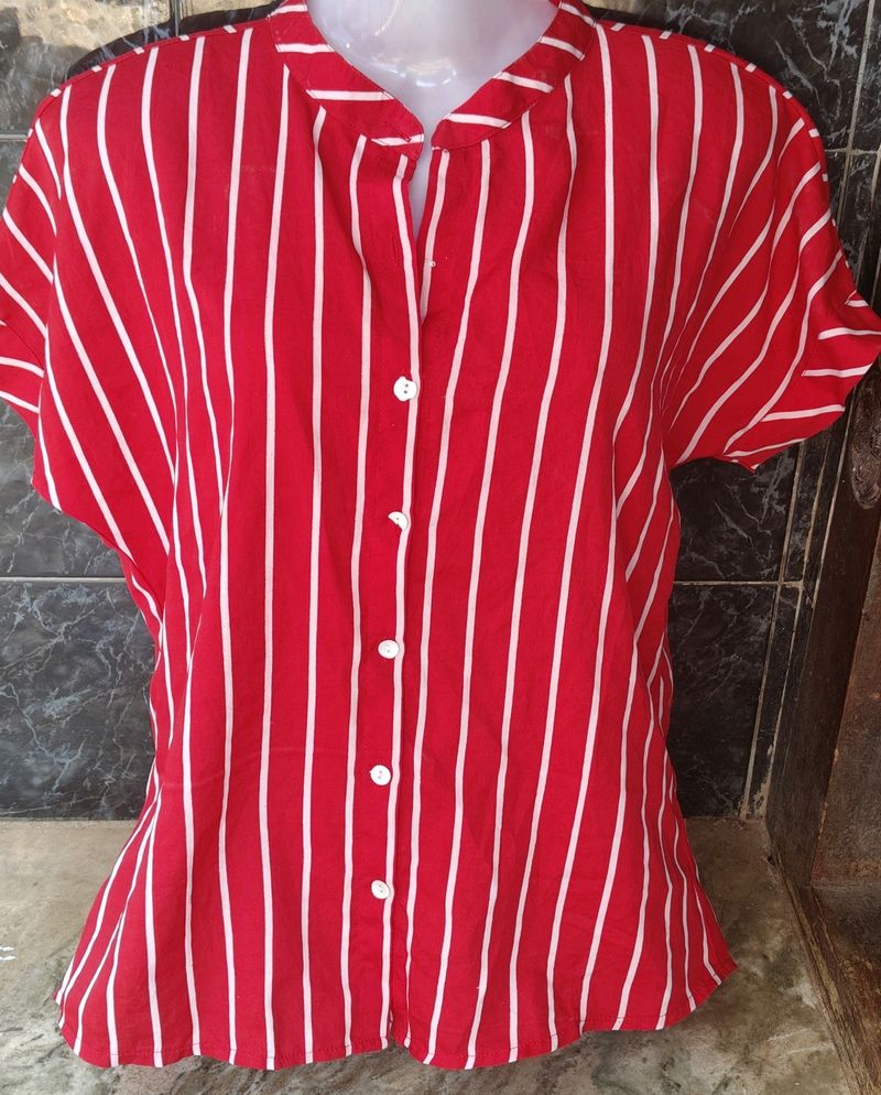 Red Shirt With White Stripes