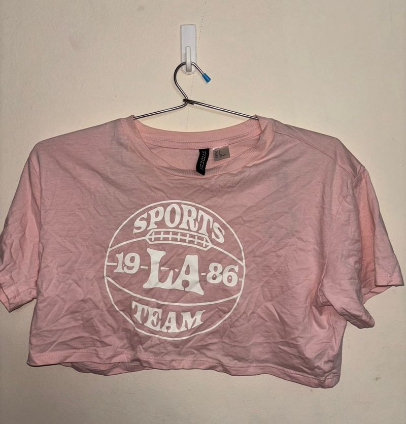 H&M Baby Pink Sporty Crop Top