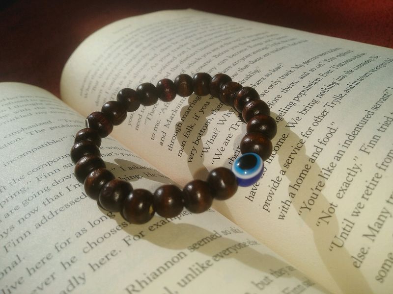 Evil Eye Bracelet With Wood Beads