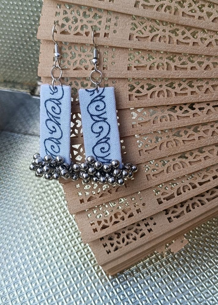 White Fabric earrings